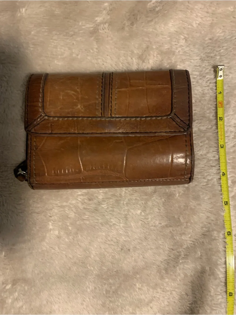Brown Textured Leather Zip Wallet by Fossil